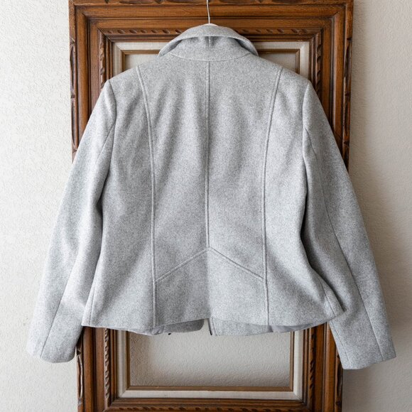 Jaclyn Smith Women’s Size Medium Light Gray Coat Moto Style Jacket Zip Pockets - Picture 5 of 6